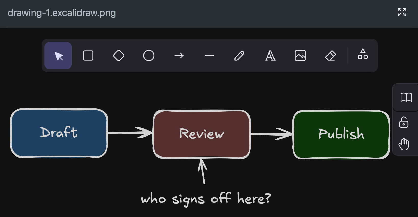 The same canvas in dark mode.