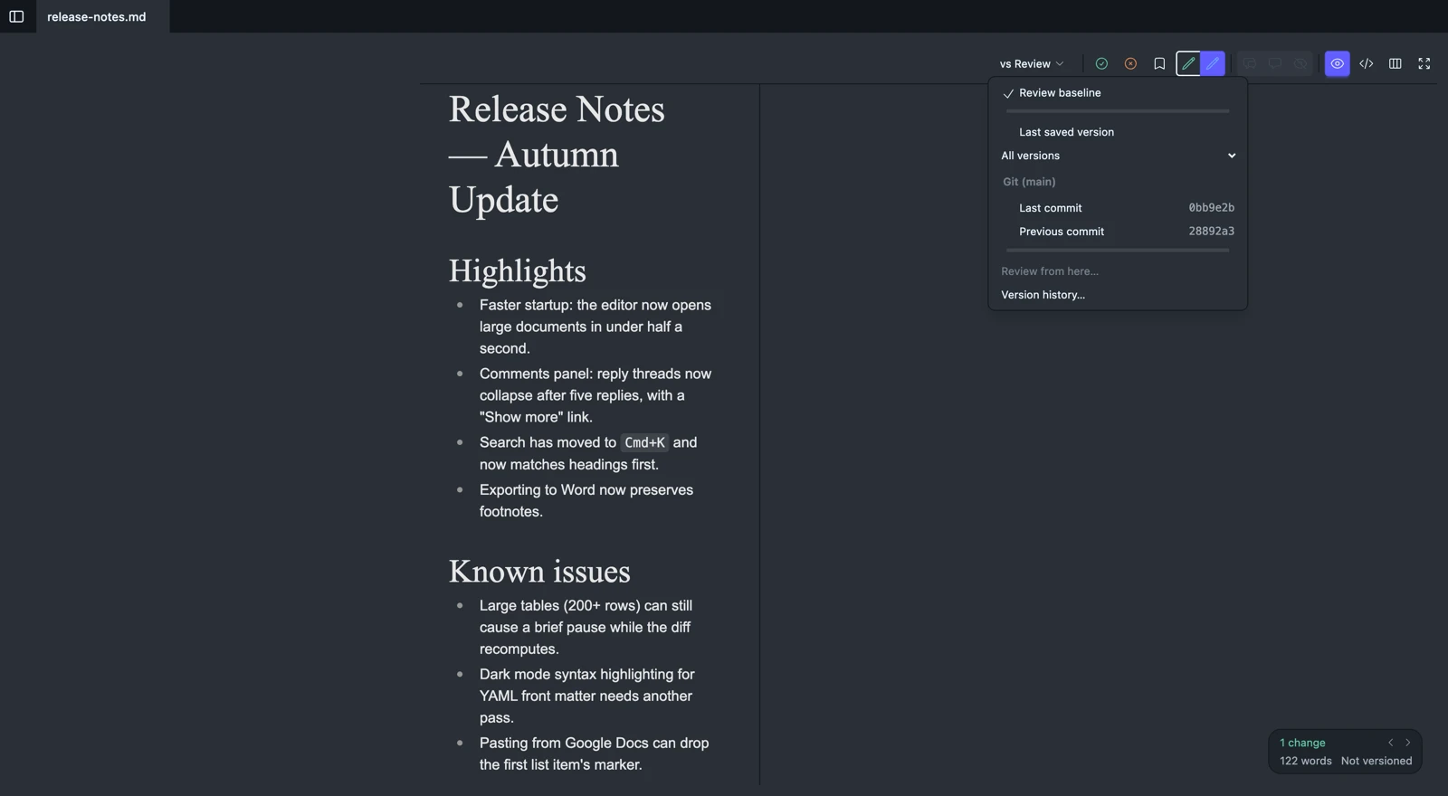 The same menu in dark mode.